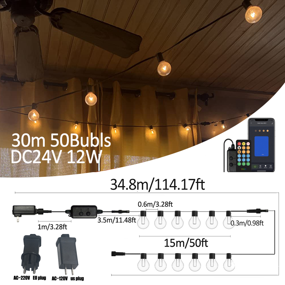 Smart Led Garden - أضواء LED ذكية G40 للاستخدام الخارجي،